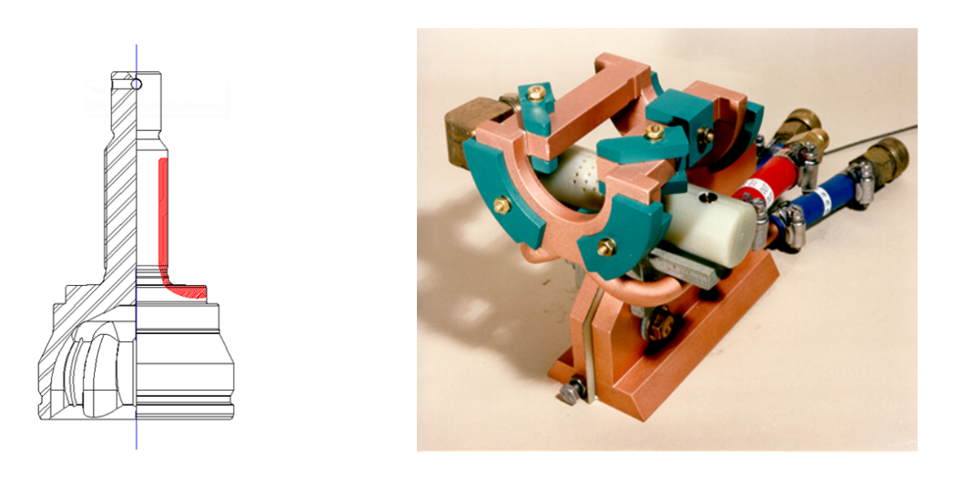 Fluxtrol | Best Practice for Design and Manufacturing of Heat Treating Inductors - Figure 1: Typical CVJ heat treating pattern (left) and single shot coil (right)